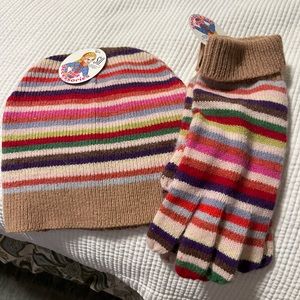 NWT.  Super cute and fun striped beanie and matching gloves. Never worn.